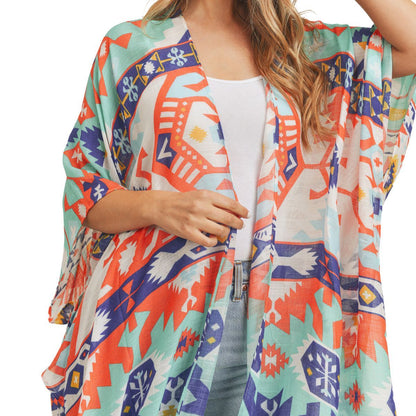 Turquoise Aztec Tribal Kimono