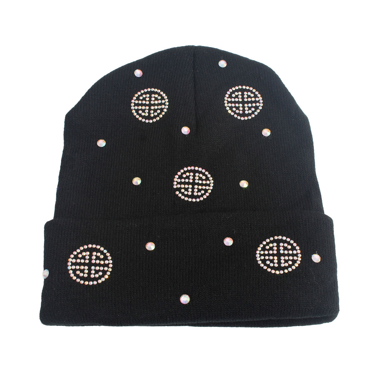 Black Bling Greek Beanie