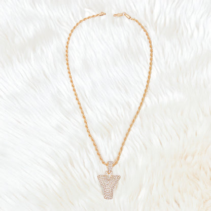 Y Rhinestone Gold Necklace