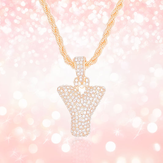 Y Rhinestone Gold Necklace