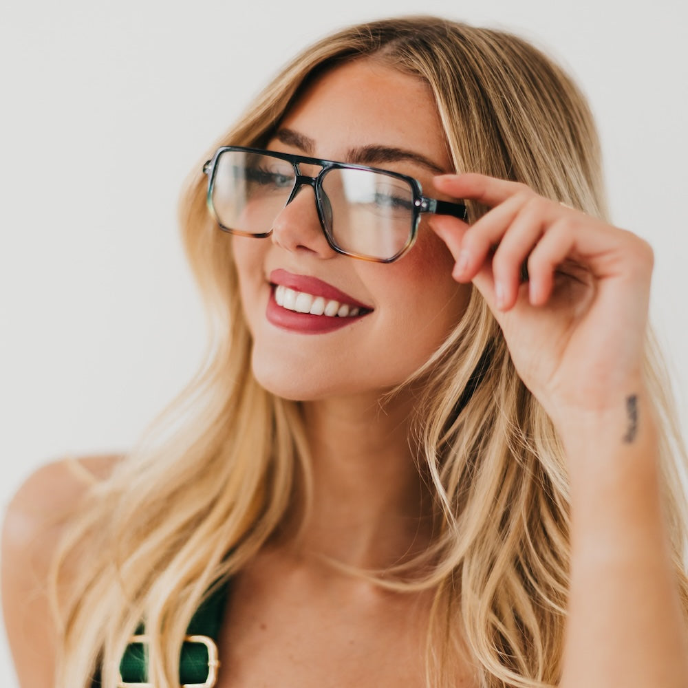 Oversized Square Aviator Blue Light Glasses