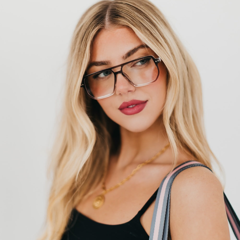 Oversized Square Aviator Blue Light Glasses