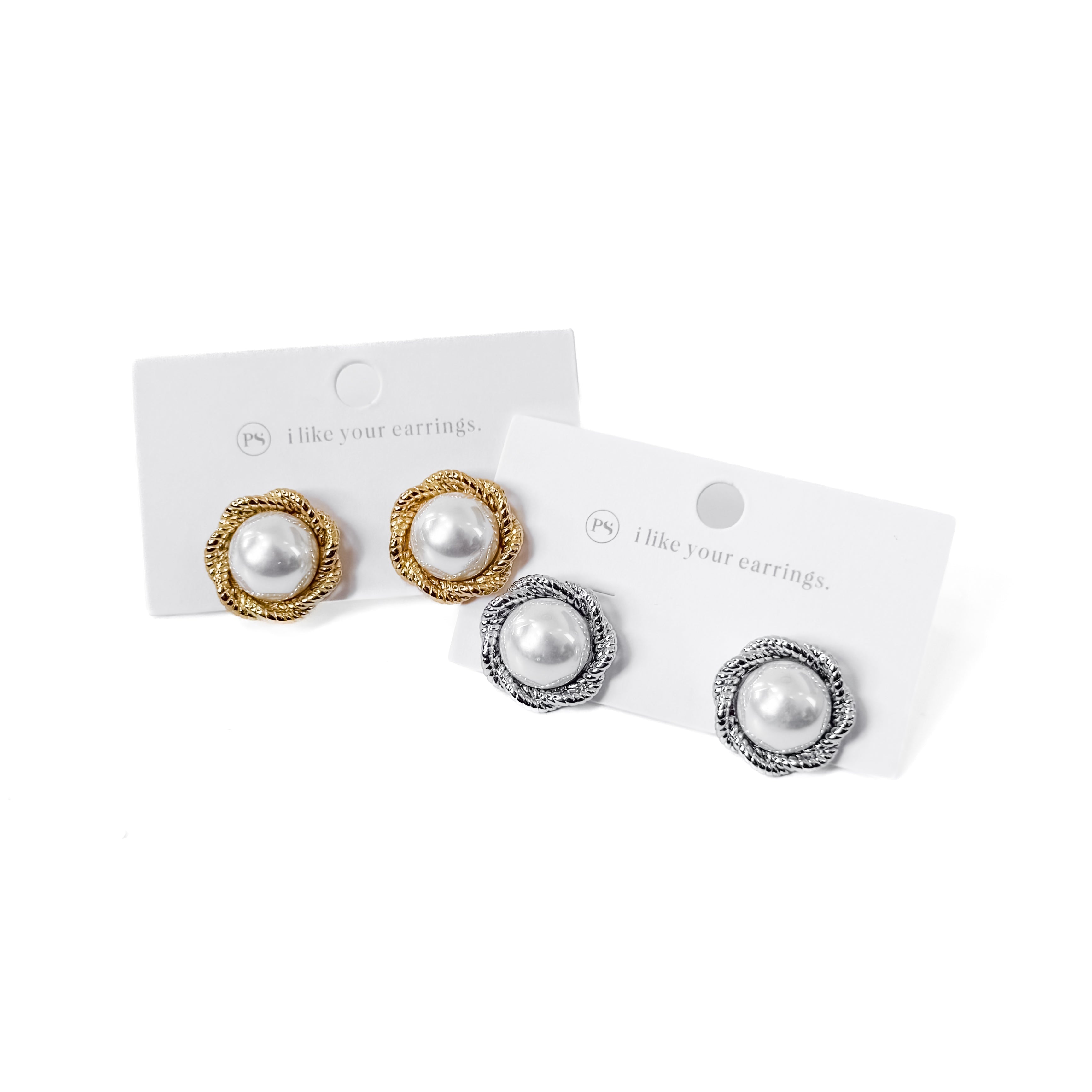 Pearl Button Earrings - WATERPROOF