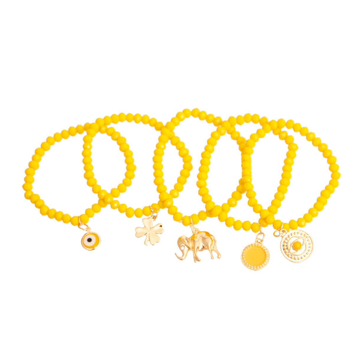 Yellow Luck Bracelet with Elephant Charm