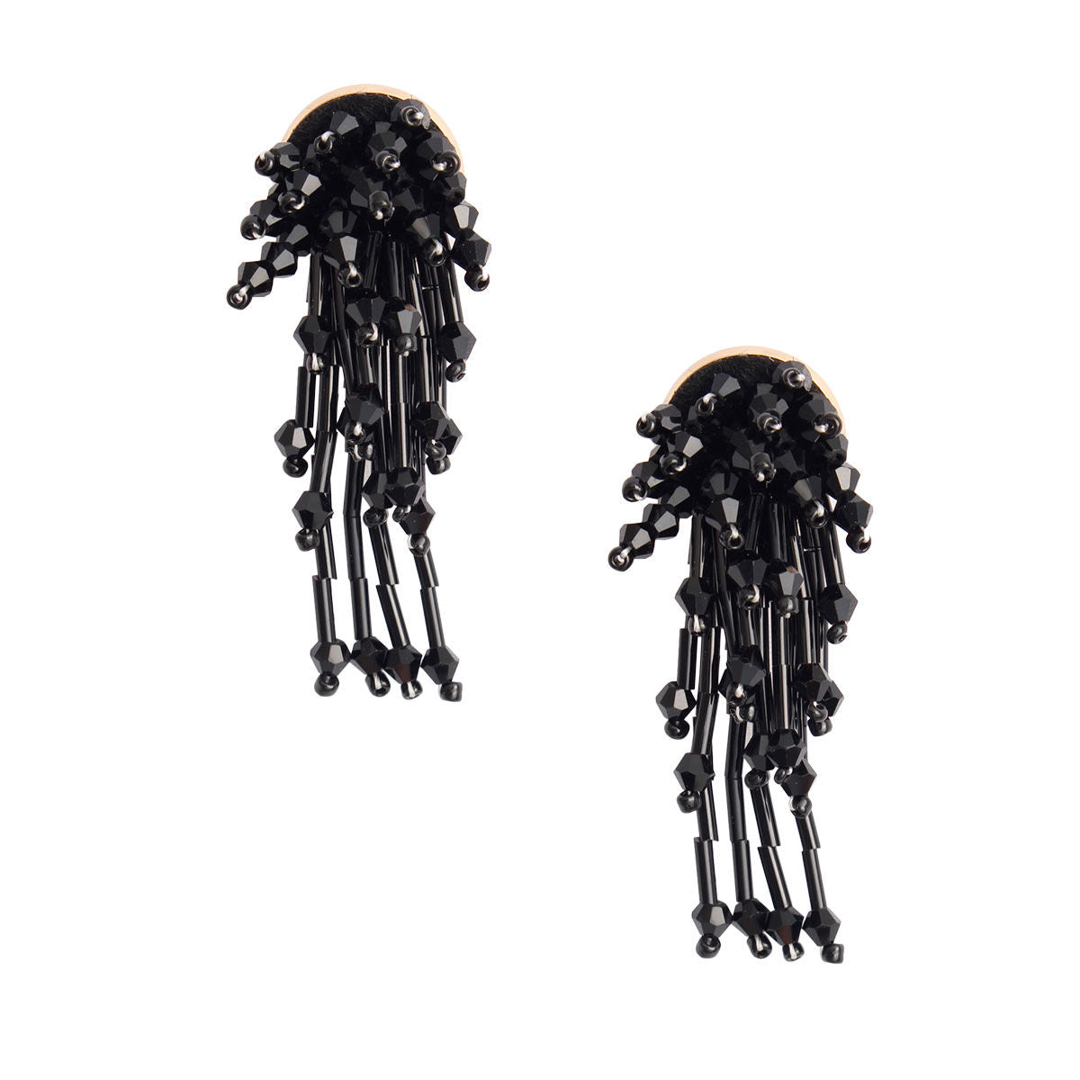 Black Glass Bead Cluster Studs