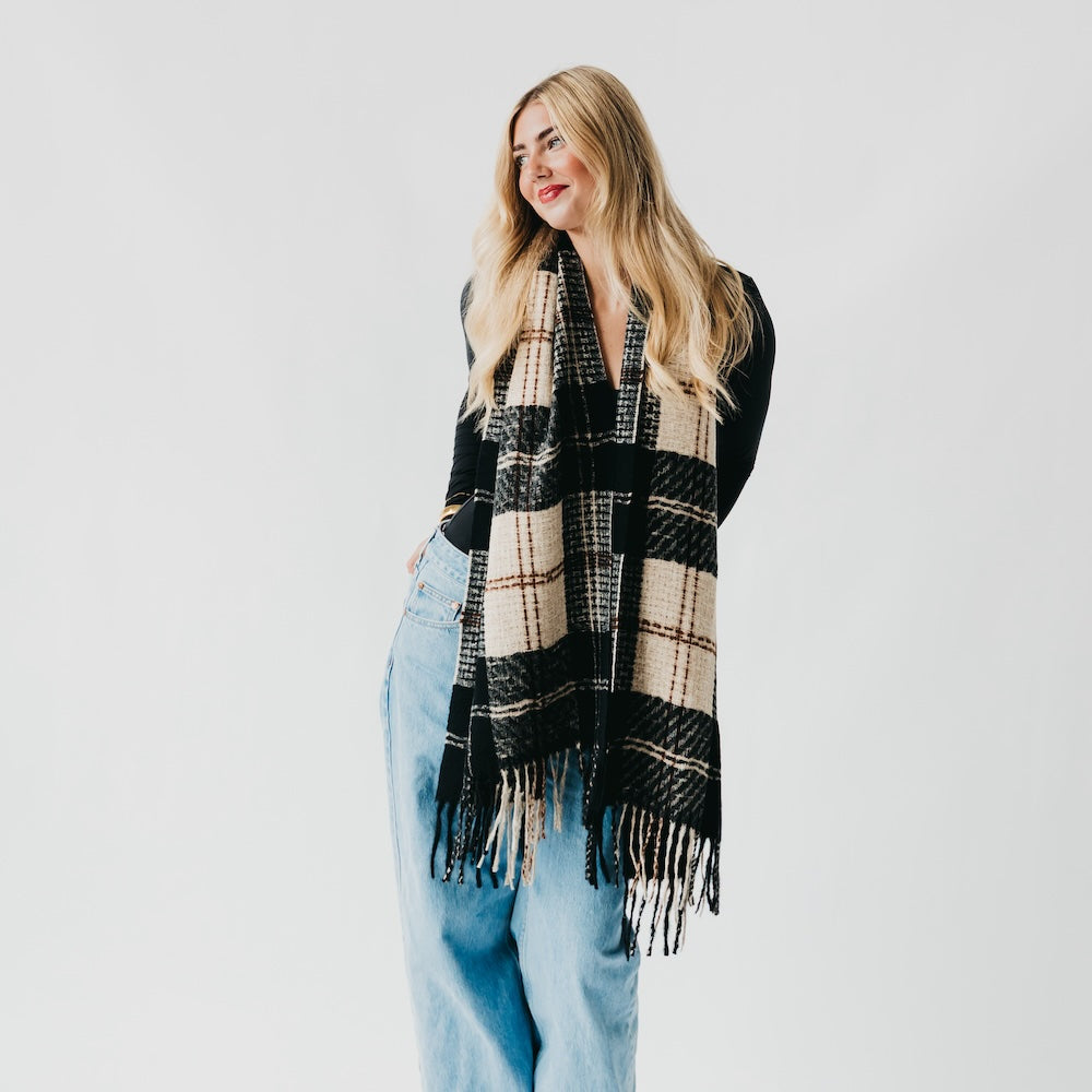 Penny Plaid Fringe Scarf