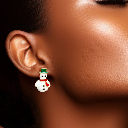 Whimsical Winter Fun: Tree and Snowman Mismatched Studs