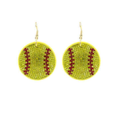 Yellow Softball Padded Earrings