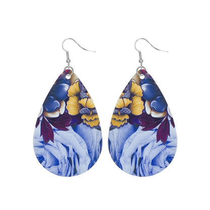 Various Flower Printed Teardrop Earrings