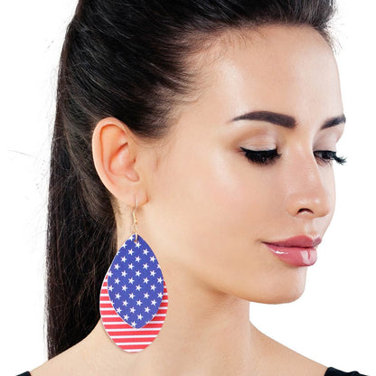 American Flag Teardrop Layer Earrings