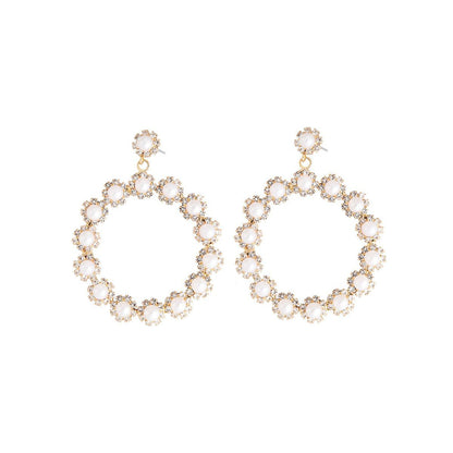 45mm Pearl Gold Round Earrings