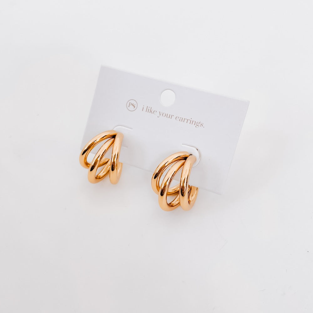 Trio Trinity Hoop Earrings - WATERPROOF