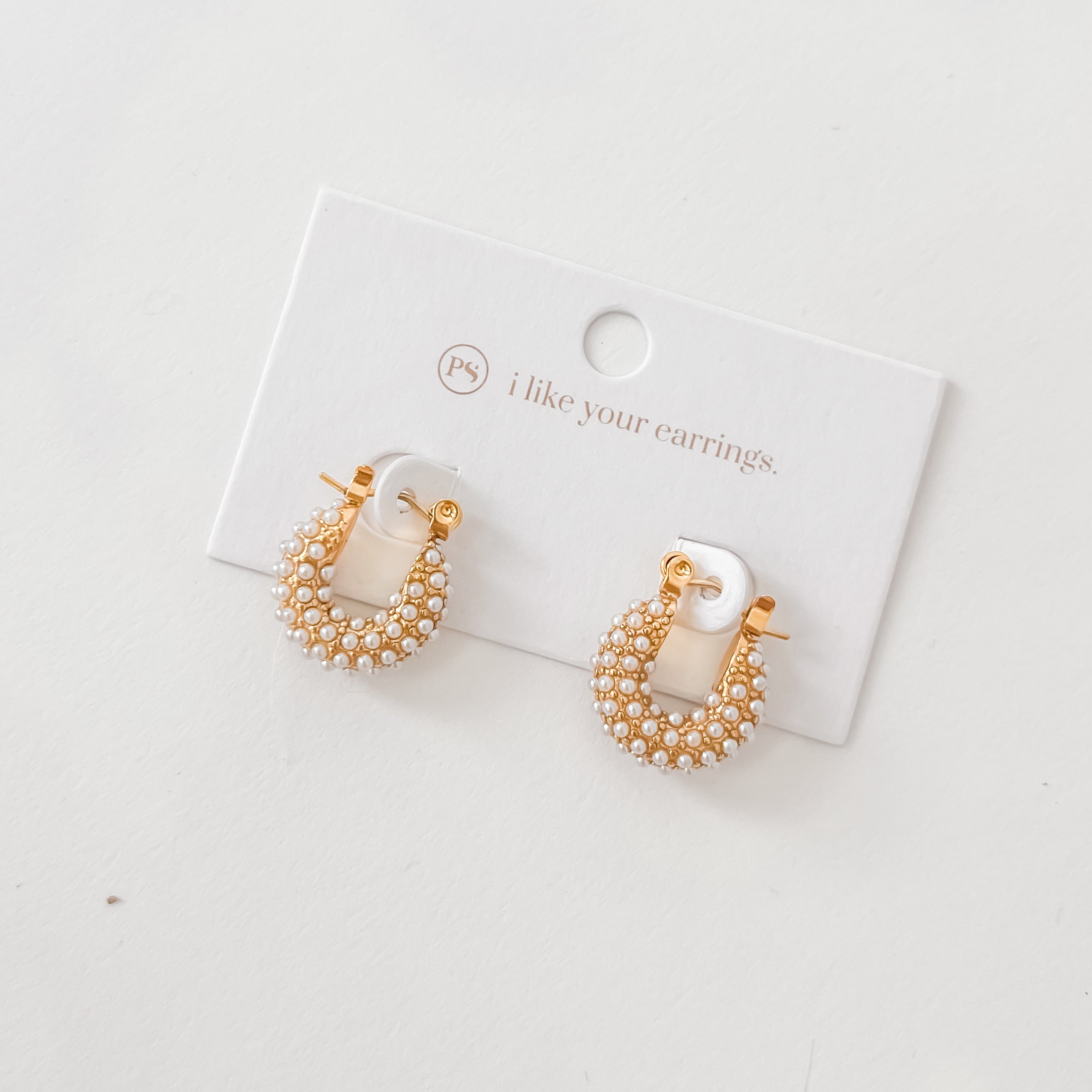 Hailey Huggie Pearl Earrings WATERPROOF