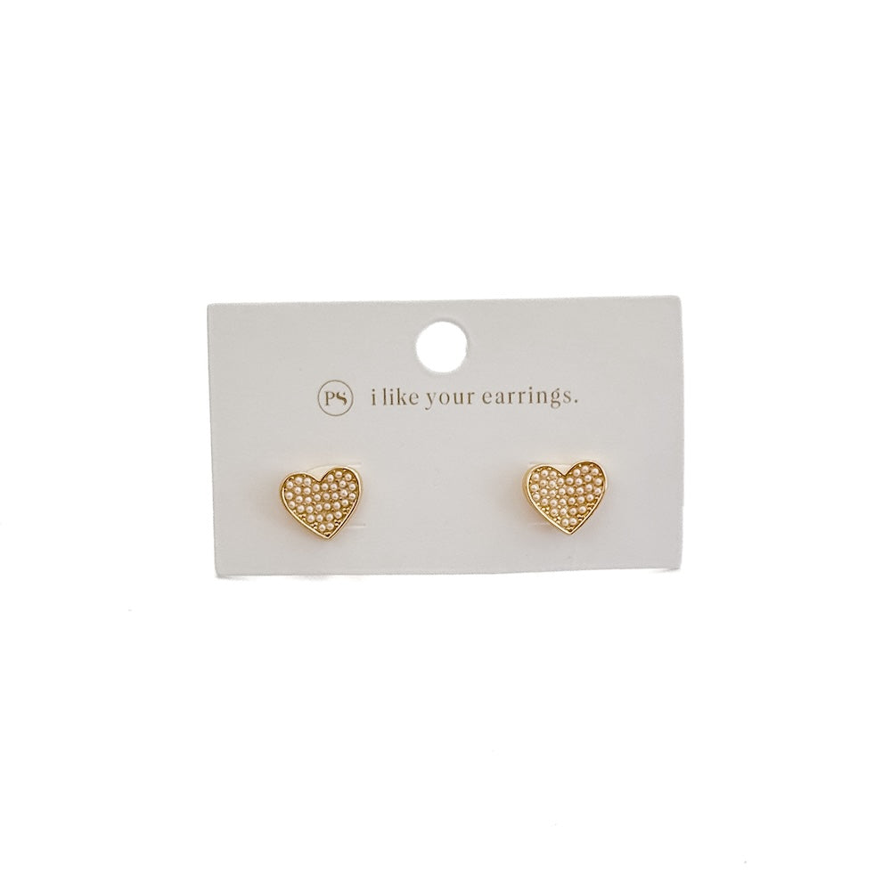 Heart of Pearls Stud Earrings - WATERPROOF