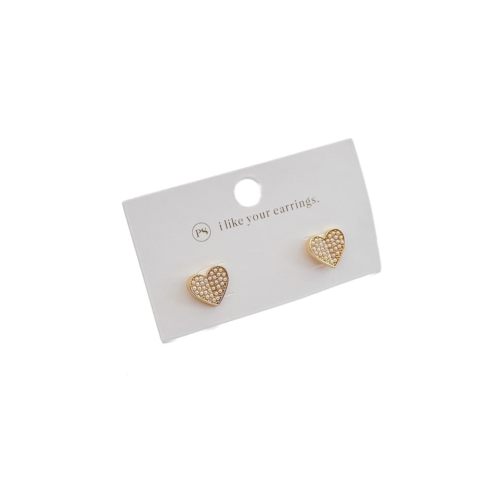 Heart of Pearls Stud Earrings - WATERPROOF