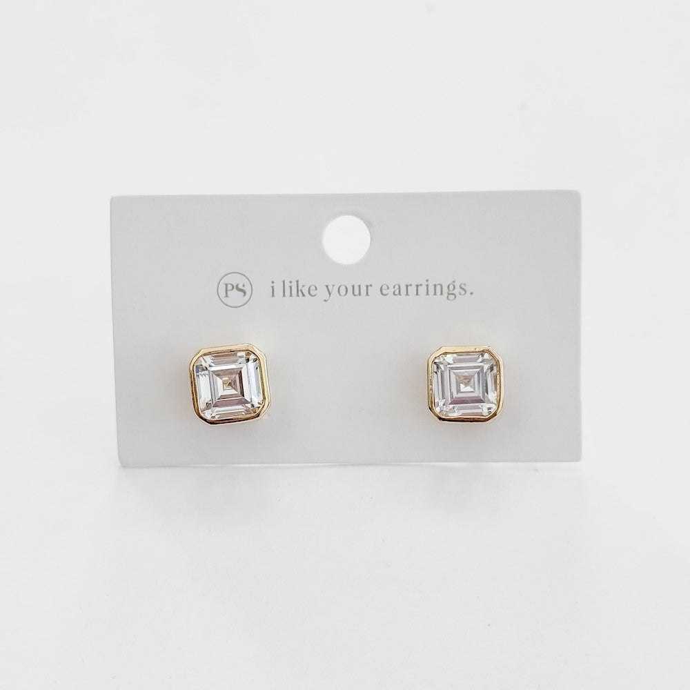 Bezel Diamond Stud Earrings - WATERPROOF