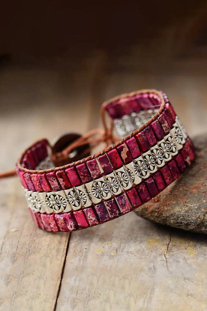 Artisan Triple-Layer Stone Bracelet