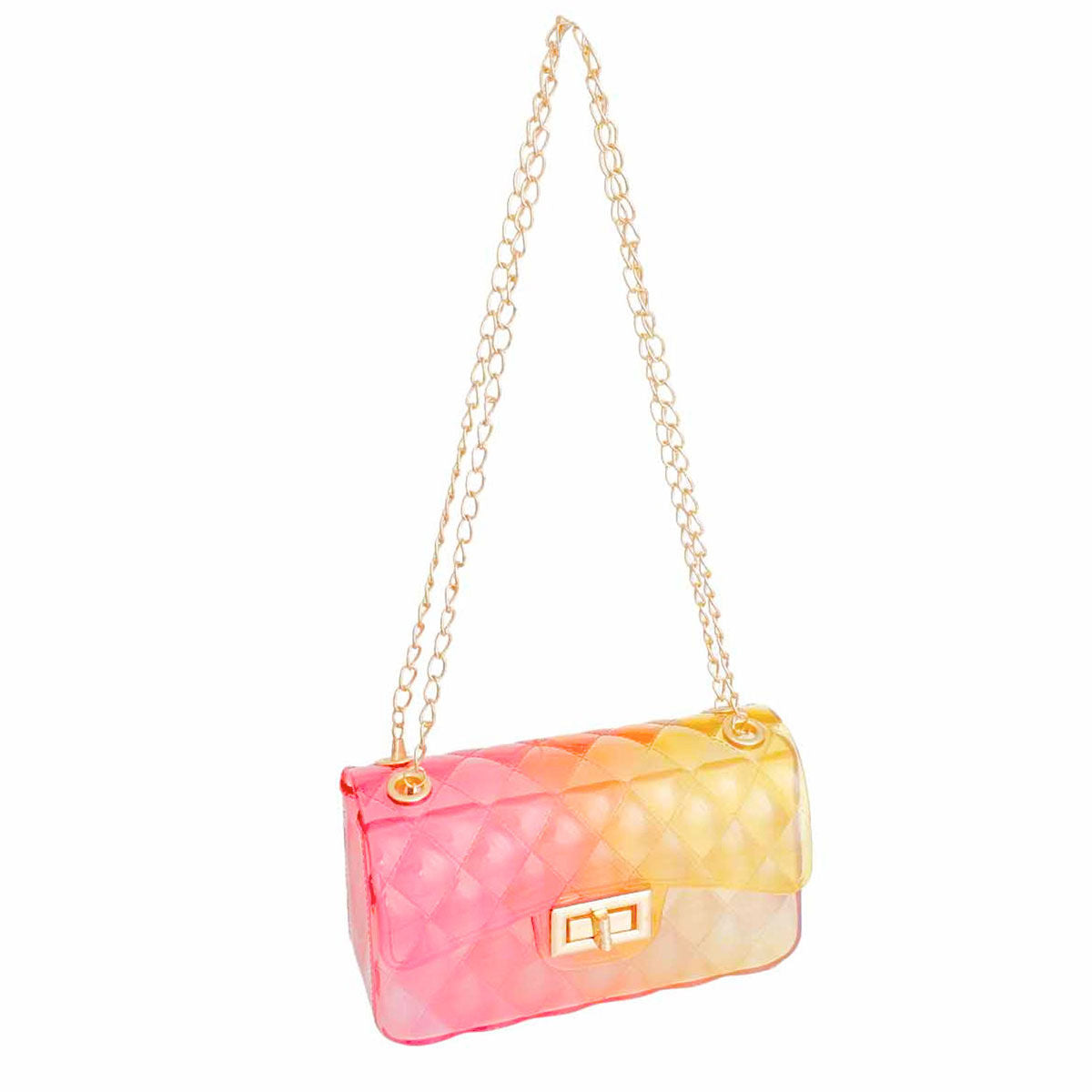 Yellow Pink Quilted Flap Mini Jelly Bag