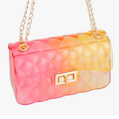 Yellow Pink Quilted Flap Mini Jelly Bag