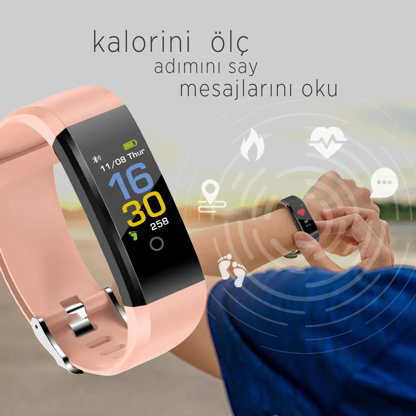 Polosmart PSSW01 Smart Fit Smart Bracelet, Pink