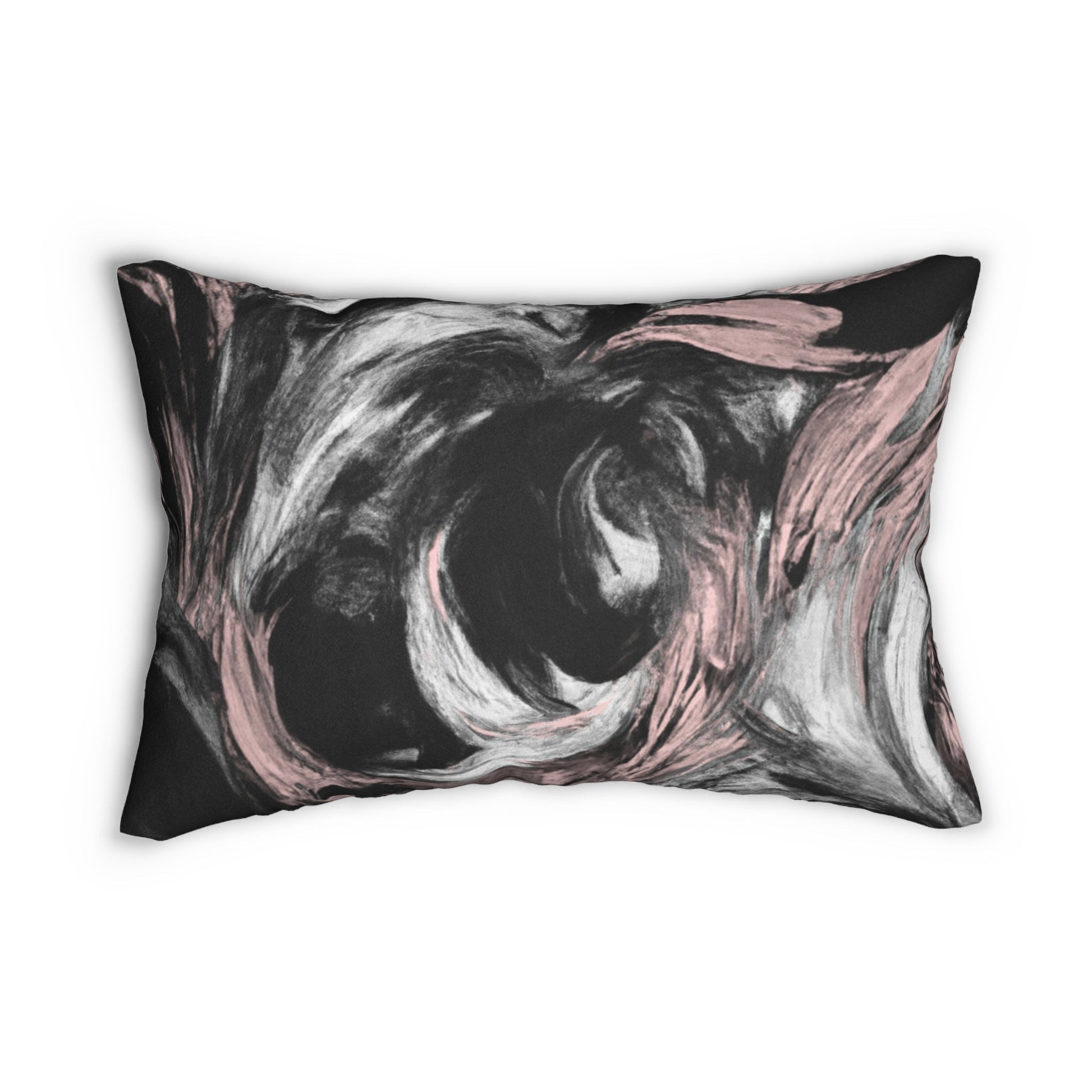 Decorative Lumbar Throw Pillow - Black Pink White Abstract Pattern-0