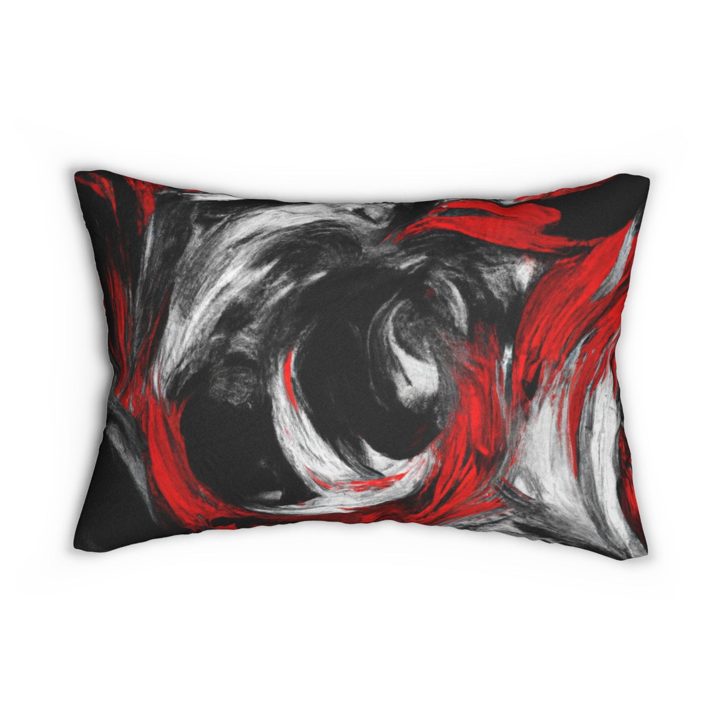 Decorative Lumbar Throw Pillow - Decorative Black Red White Abstract Seamless Pattern-1