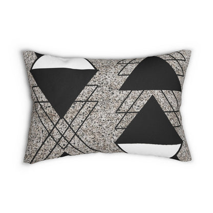 Decorative Lumbar Throw Pillow - Black And White Triangular Colorblock-0