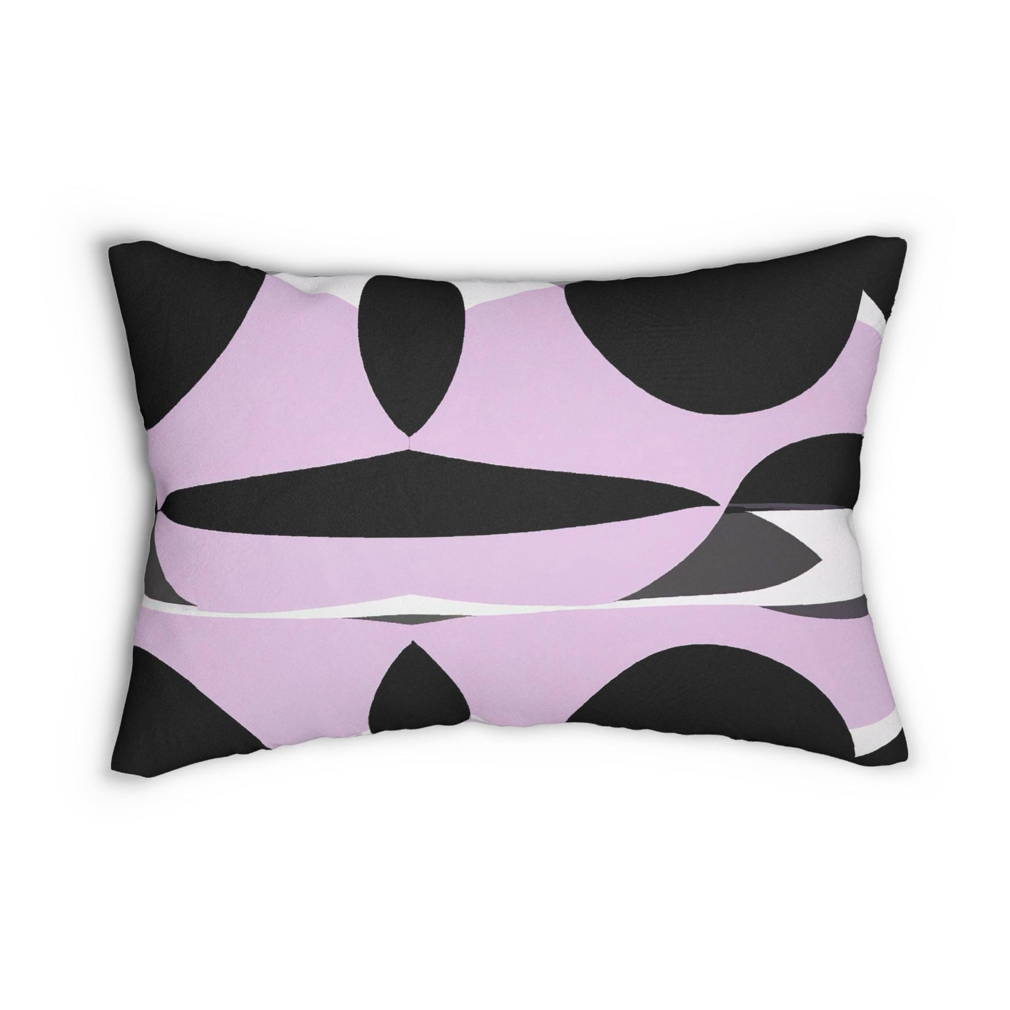 Decorative Lumbar Throw Pillow - Geometric Lavender And Black Pattern-0