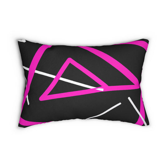 Decorative Lumbar Throw Pillow - Black And Pink Geometric Pattern-0