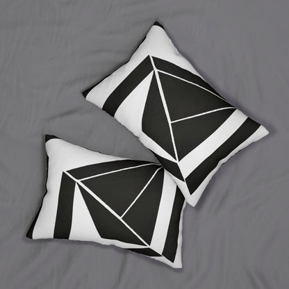 Decorative Lumbar Throw Pillow - Black And White Geometric Pattern-3