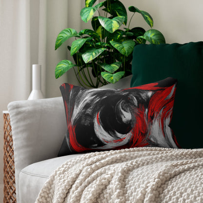 Decorative Lumbar Throw Pillow - Decorative Black Red White Abstract Seamless Pattern-4