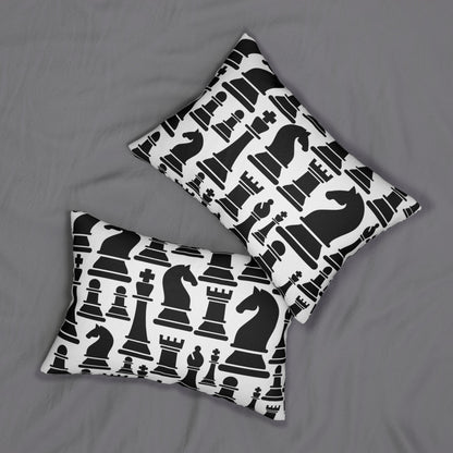 Decorative Lumbar Throw Pillow - Black And White Chess Print-3