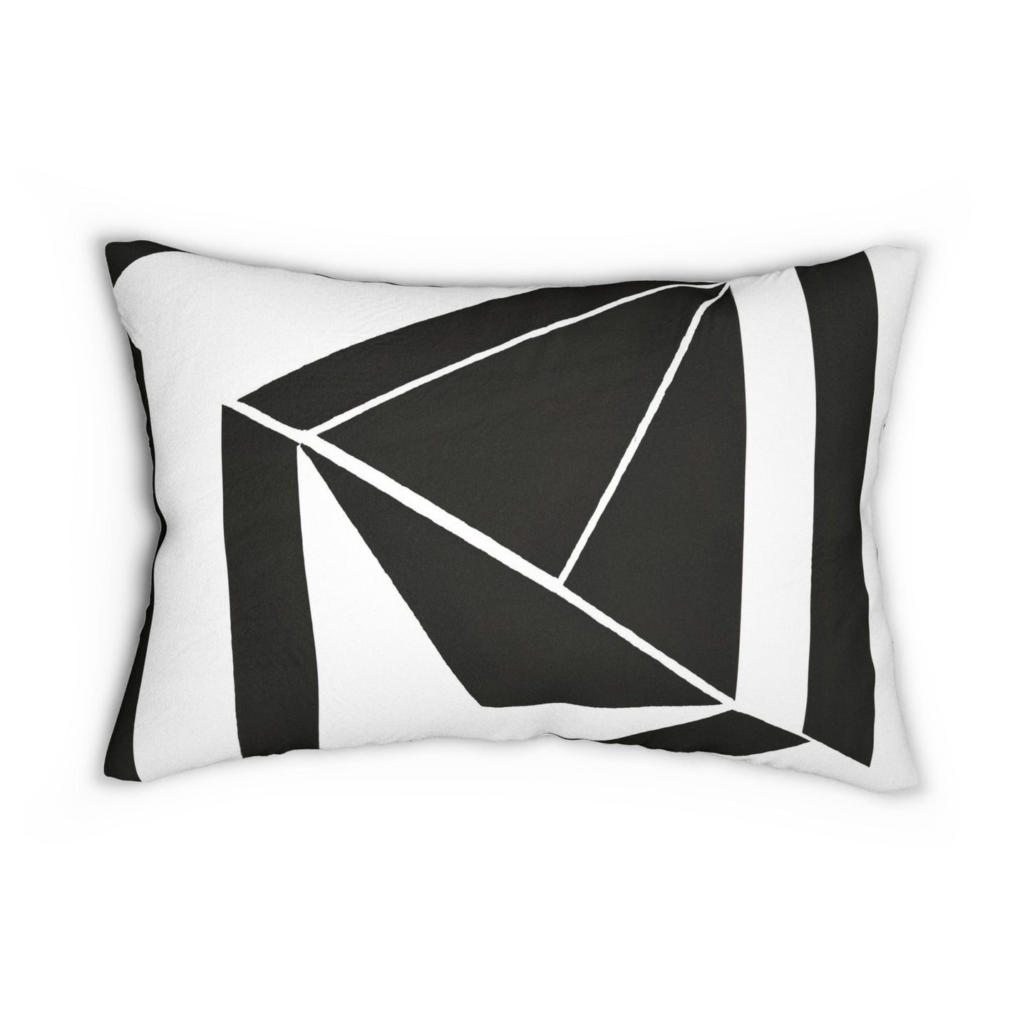 Decorative Lumbar Throw Pillow - Black And White Geometric Pattern-1