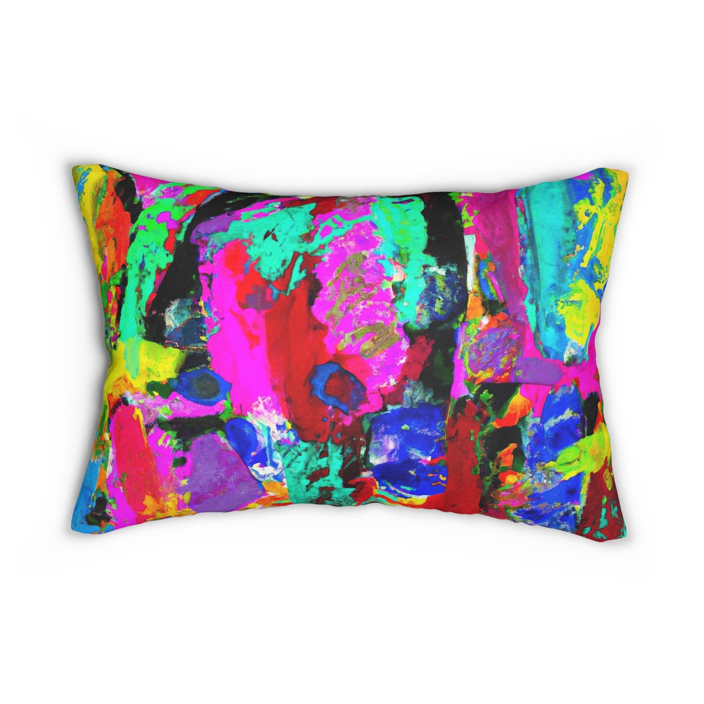 Decorative Lumbar Throw Pillow - Multicolor Abstract Expression Pattern-1