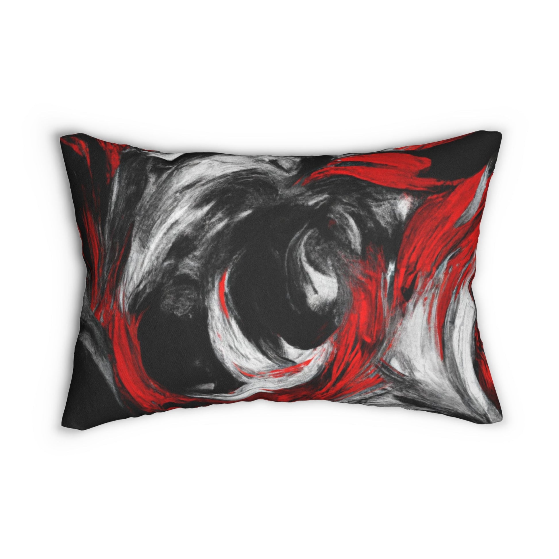 Decorative Lumbar Throw Pillow - Decorative Black Red White Abstract Seamless Pattern-0