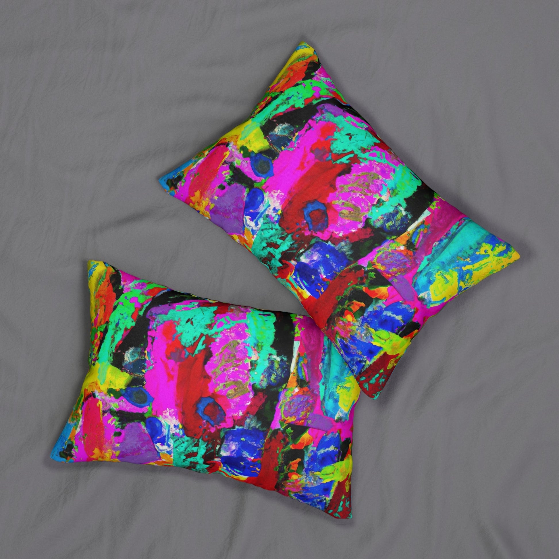 Decorative Lumbar Throw Pillow - Multicolor Abstract Expression Pattern-3