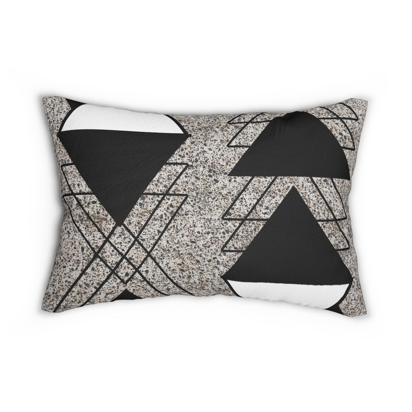 Decorative Lumbar Throw Pillow - Black And White Triangular Colorblock-1