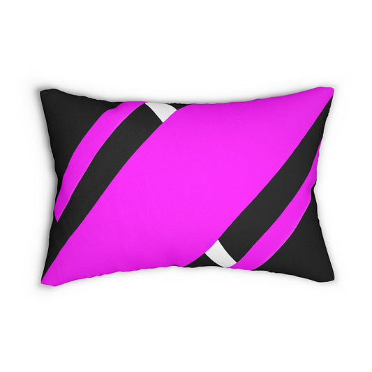 Decorative Lumbar Throw Pillow - Black And Pink Geometric Pattern-0