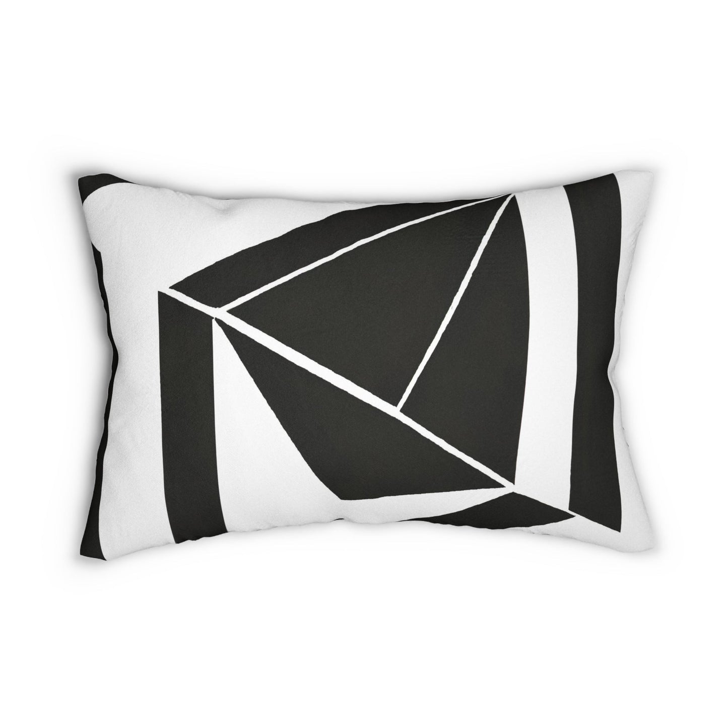 Decorative Lumbar Throw Pillow - Black And White Geometric Pattern-0