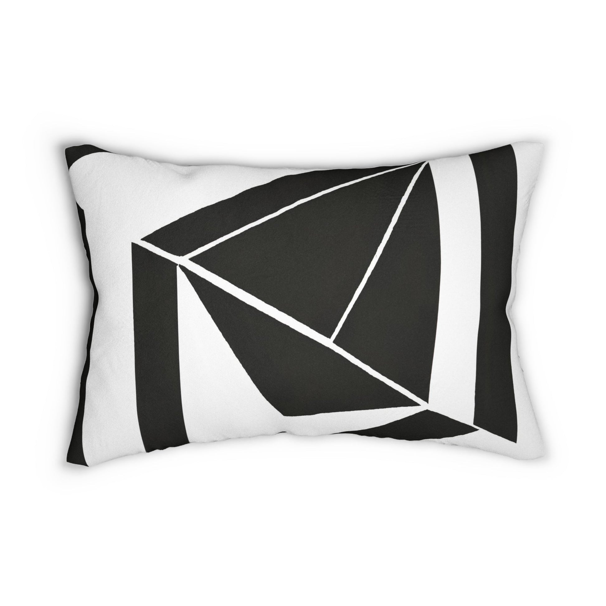 Decorative Lumbar Throw Pillow - Black And White Geometric Pattern-0