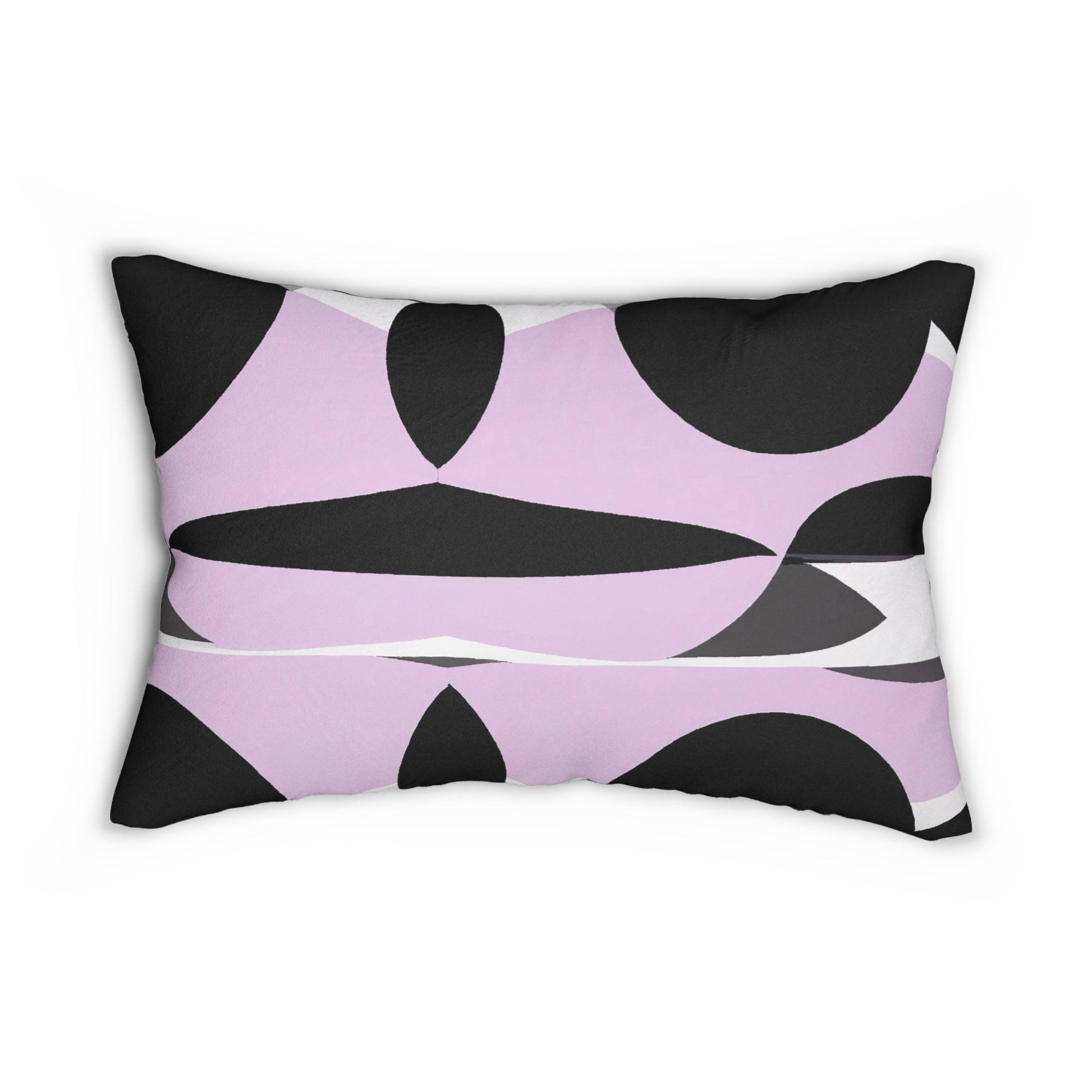 Decorative Lumbar Throw Pillow - Geometric Lavender And Black Pattern-1