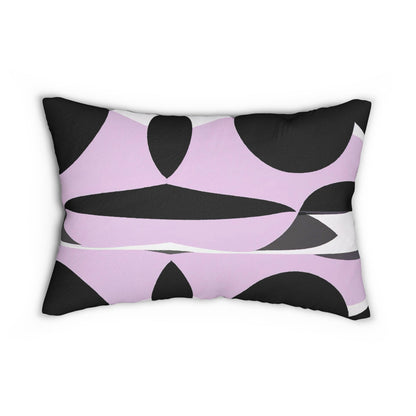 Decorative Lumbar Throw Pillow - Geometric Lavender And Black Pattern-1