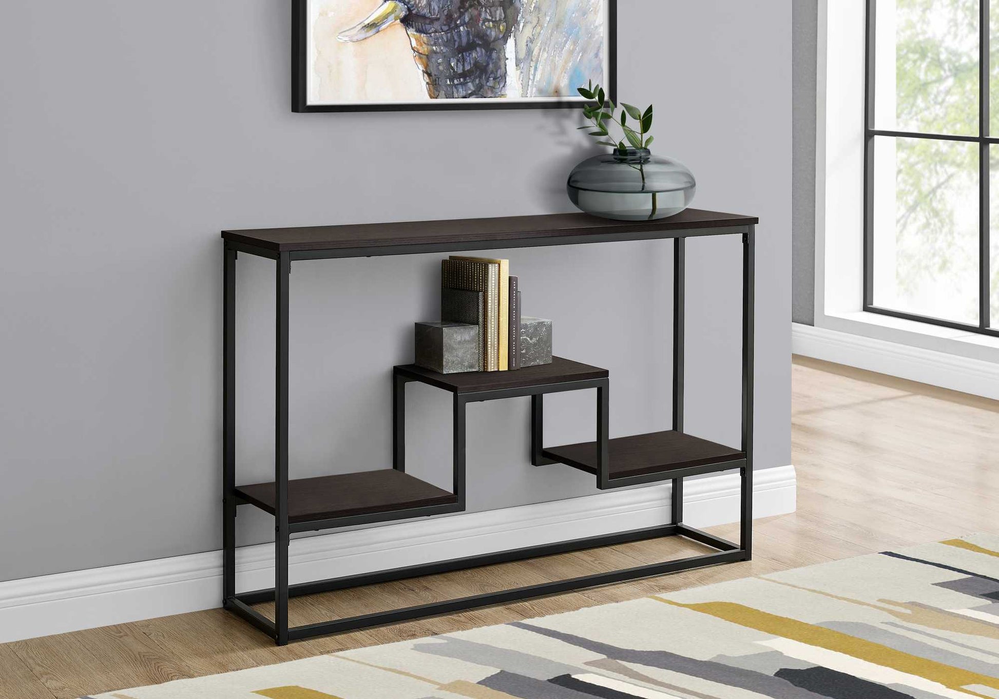 48" Rectangular Espresso Hall Console Accent Table-2