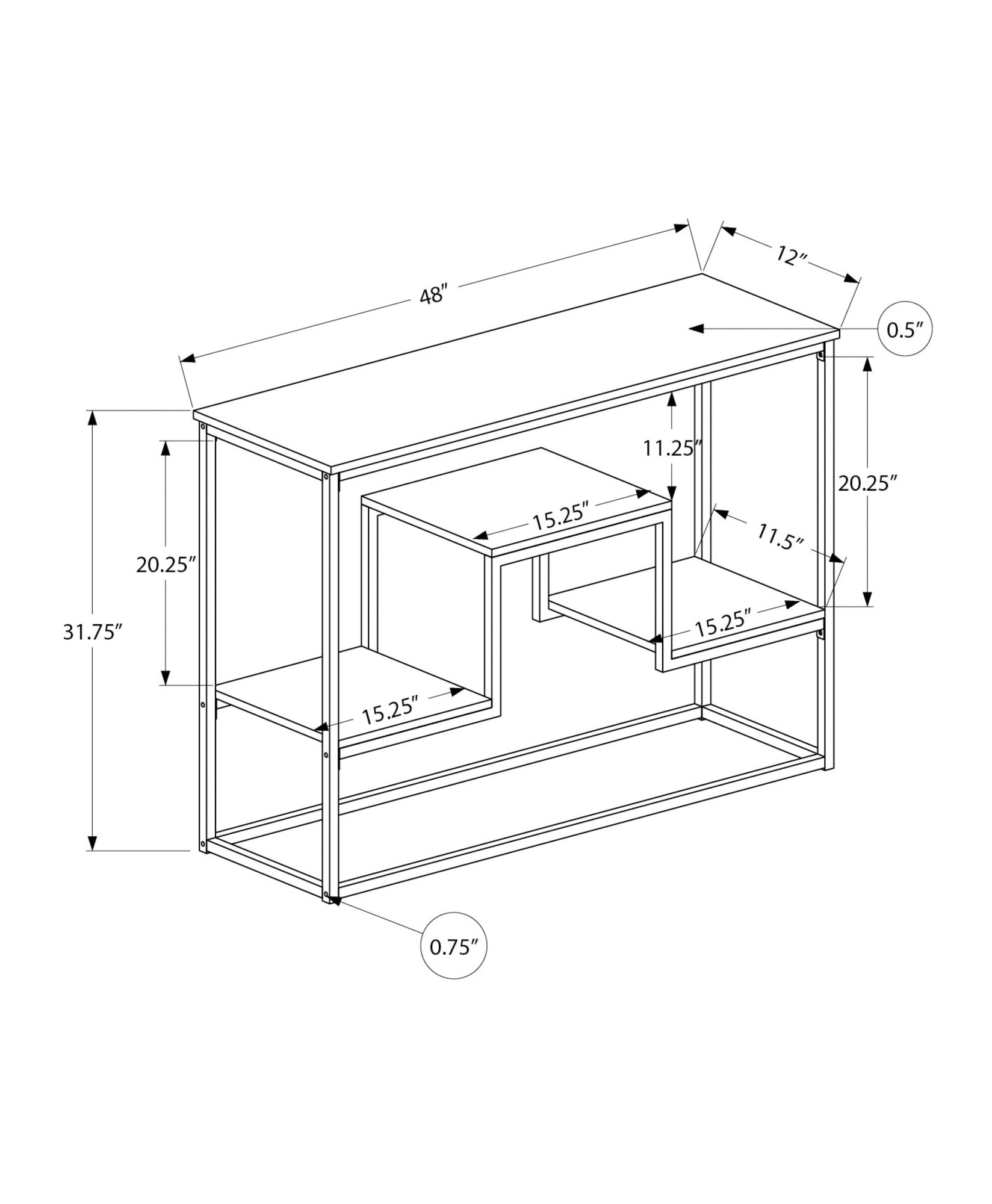 48" Rectangular Espresso Hall Console Accent Table-3