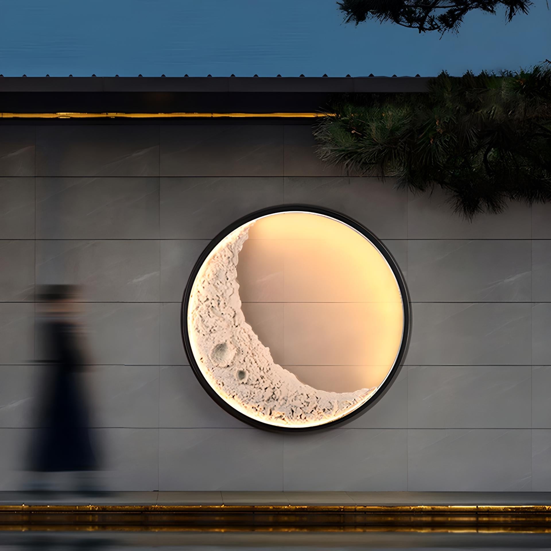 LED Crescent Moon Wall Lamp, Art Decor Wall Lighting for Indoor/Outdoor-1