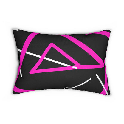 Decorative Lumbar Throw Pillow - Black And Pink Geometric Pattern-1