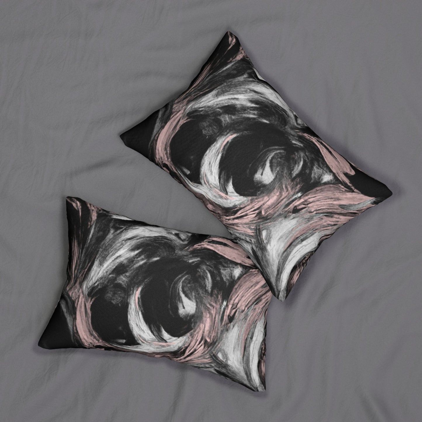 Decorative Lumbar Throw Pillow - Black Pink White Abstract Pattern-3