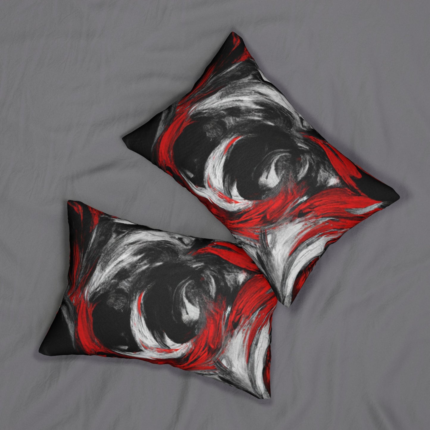 Decorative Lumbar Throw Pillow - Decorative Black Red White Abstract Seamless Pattern-3