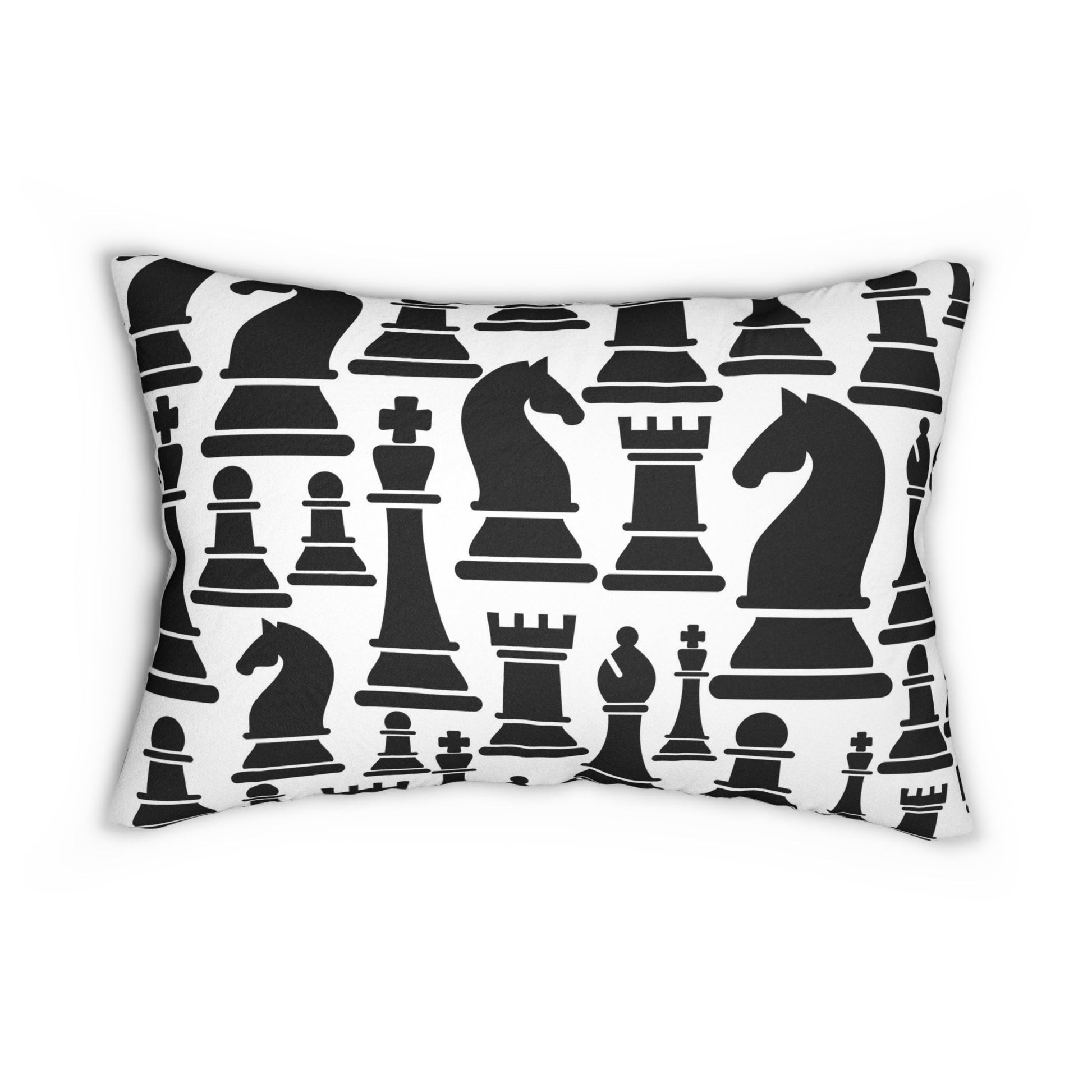 Decorative Lumbar Throw Pillow - Black And White Chess Print-1