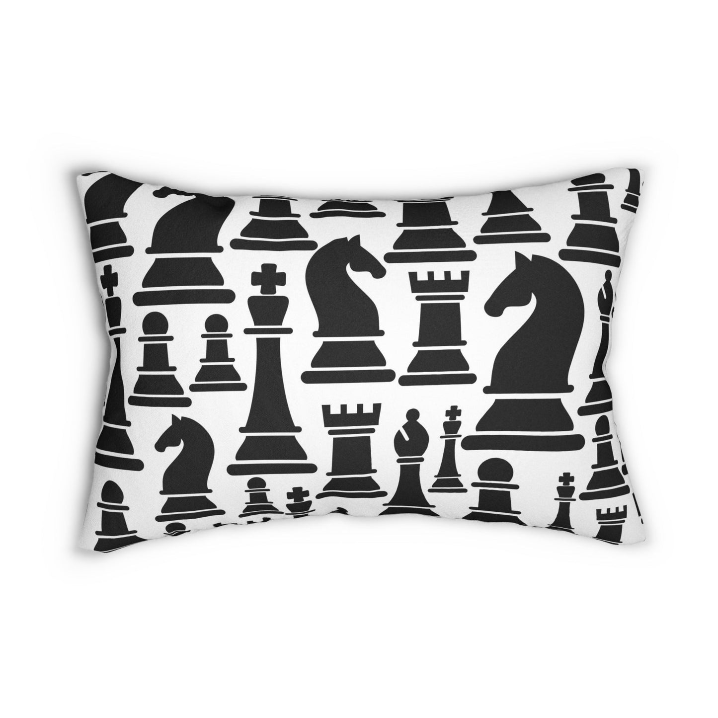 Decorative Lumbar Throw Pillow - Black And White Chess Print-0